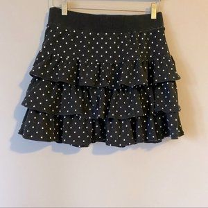 White chocoolate womens tiered star ruffle black mini skirt- size medium